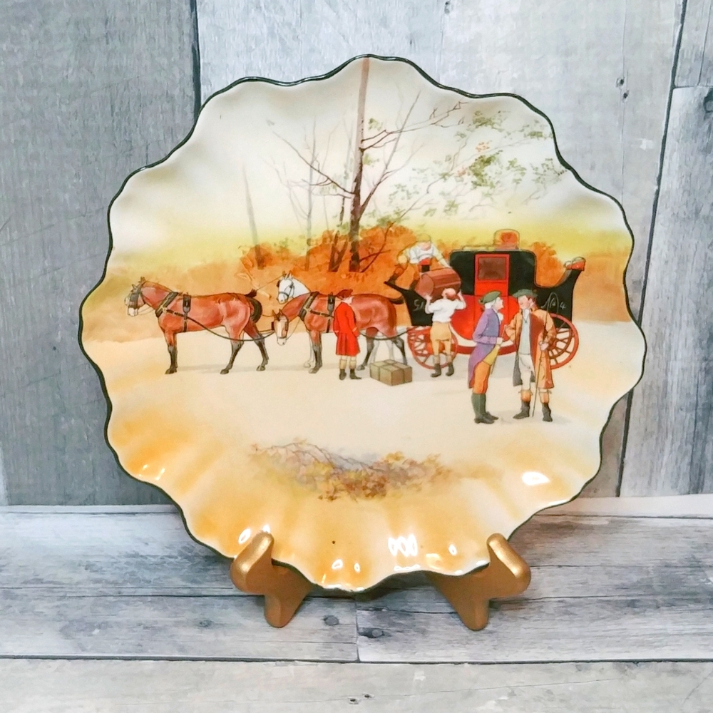 Antique Royal Doulton Coaching Days Scallop Edge Plate VERY RARE